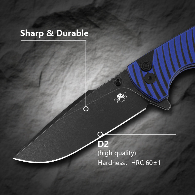 Klaken J394 Breakline BlueG10-BlackBlade D2 blade close-up detail