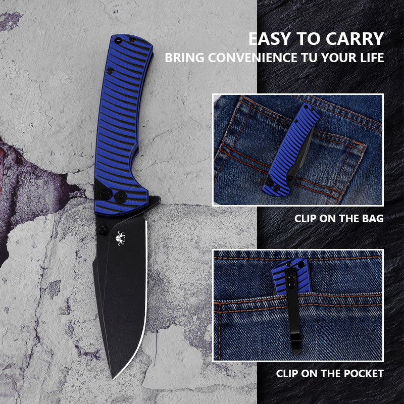 Klaken J394 Breakline BlueG10-BlackBlade deep-carry pocket clip detail