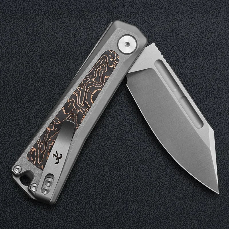Kunwu Geezer J708T-1 blade detail, satin ELMAX
