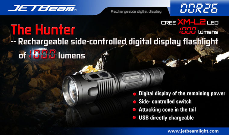 Jetbeam DDR26 1000 Lumen XM-L2 U2 Rechargeable 1 x 18650 Flashlight