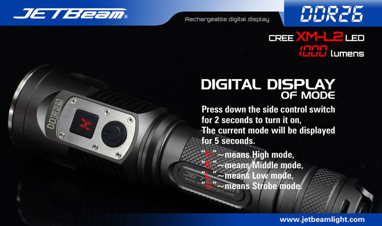 Jetbeam DDR26 1000 Lumen XM-L2 U2 Rechargeable 1 x 18650 Flashlight