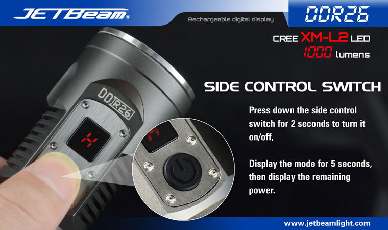 Jetbeam DDR26 1000 Lumen XM-L2 U2 Rechargeable 1 x 18650 Flashlight