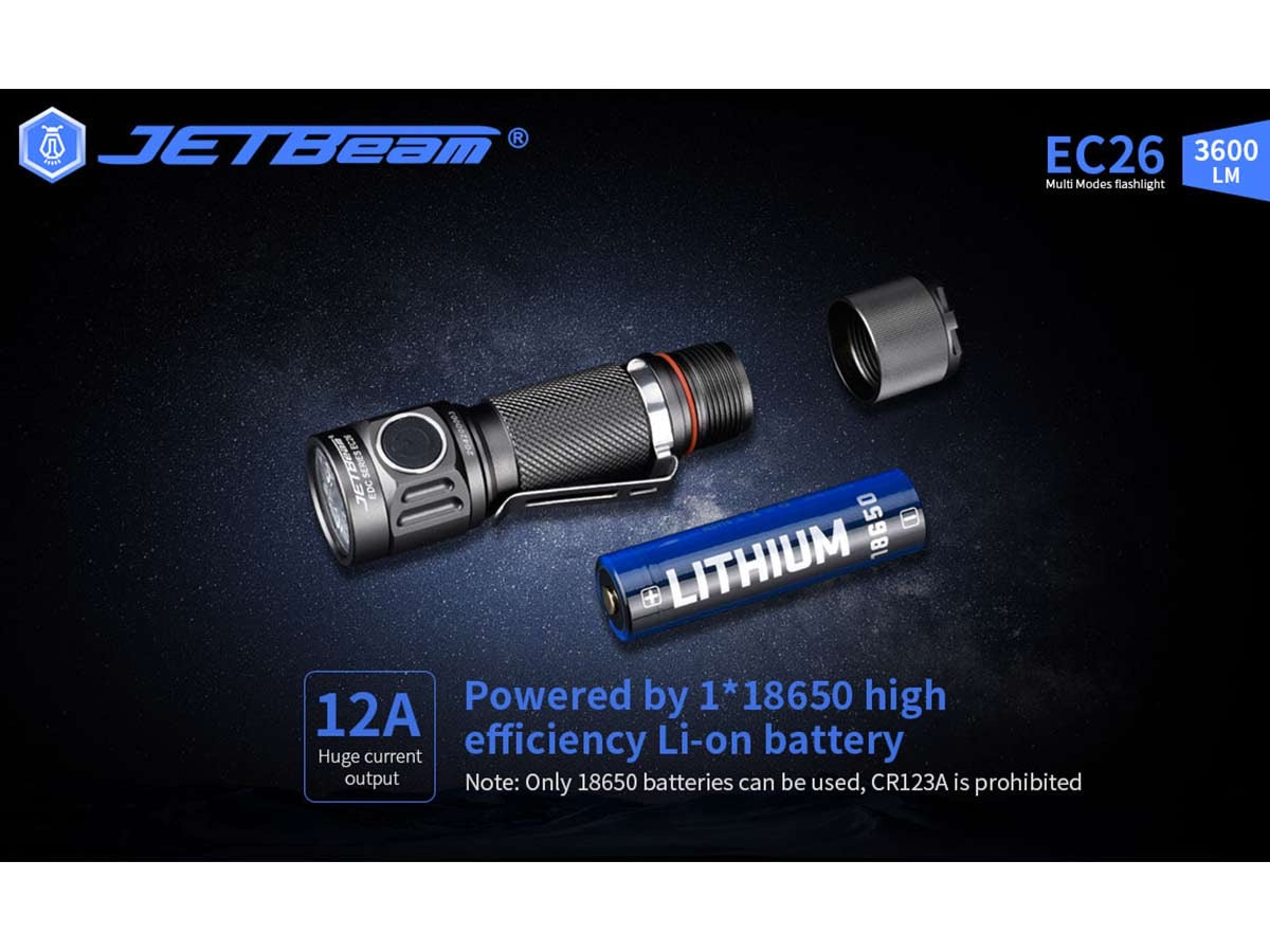 JETBeam EC26 3600 Lumen Flashlight 1 * 18650 Battery 4*CREE XP-L HI LEDs