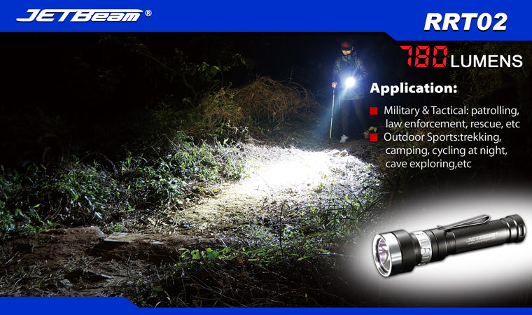 JETBeam RRT02 2 x (R)CR123 / 1 x 18650 CREE XM-L2 780 Lumen LED Flashlight