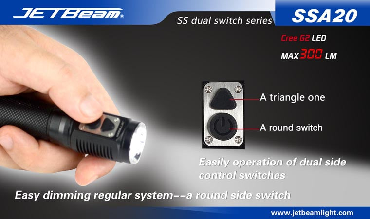 JETBeam SSA20 CREE G2 LED 300 Lumen 2 x AA Flashlight