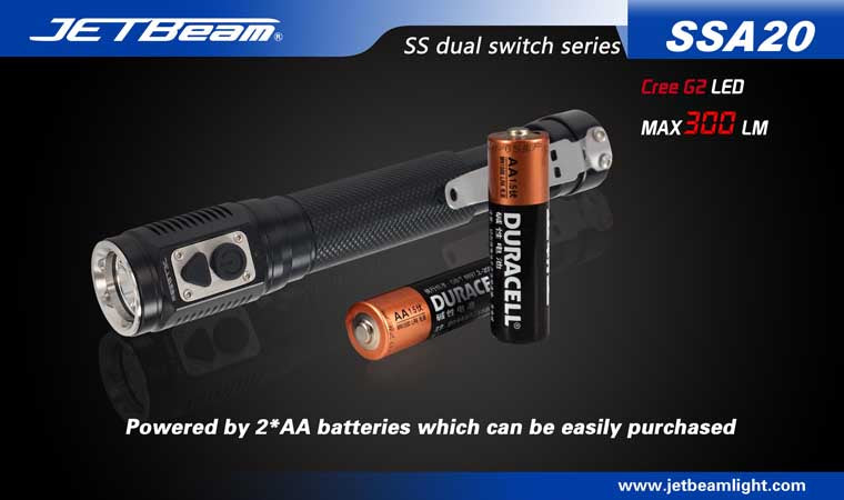 JETBeam SSA20 CREE G2 LED 300 Lumen 2 x AA Flashlight