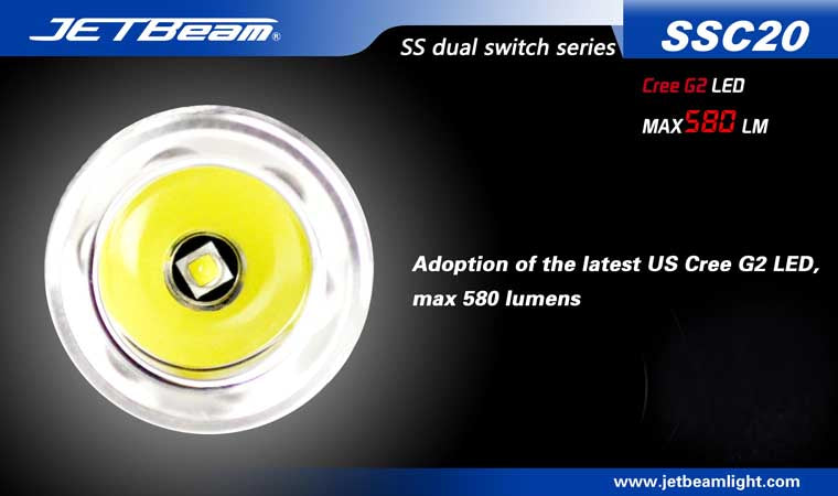 JETBeam SSC20 CREE G2 580 Lumen 2 x CR123 or 1 x 18650 Flashlight