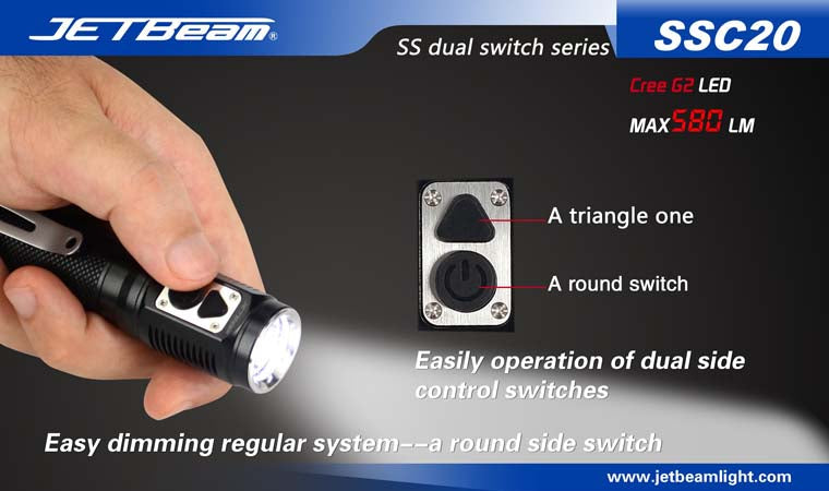 JETBeam SSC20 CREE G2 580 Lumen 2 x CR123 or 1 x 18650 Flashlight