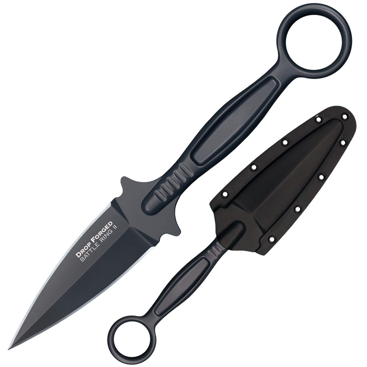 Cold Steel Drop Forged Battle Ring II Fixed Blade Knife 3.5" Teflon Coated 52100 Carbon Steel Secure-Ex Sheath