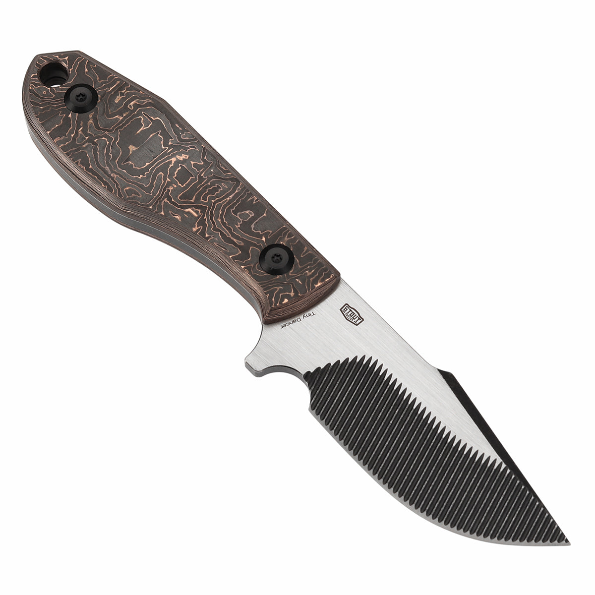 Kansept Tiny Dancer K014A3 blade detail – Blackwash and Machine Satin CPM S35VN drop point