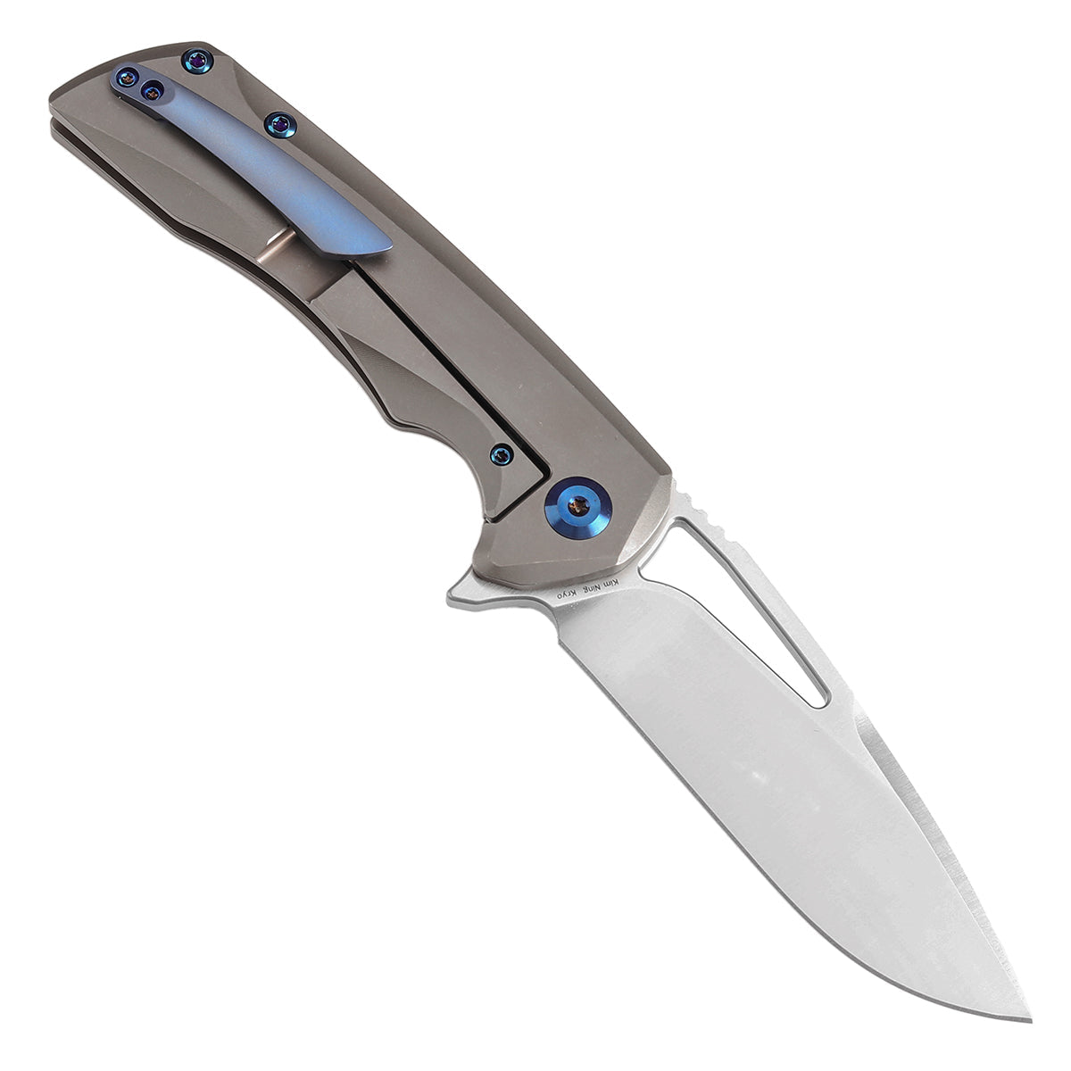 Kansept Kryo K1001A8 open position showing CPM S35VN drop point blade