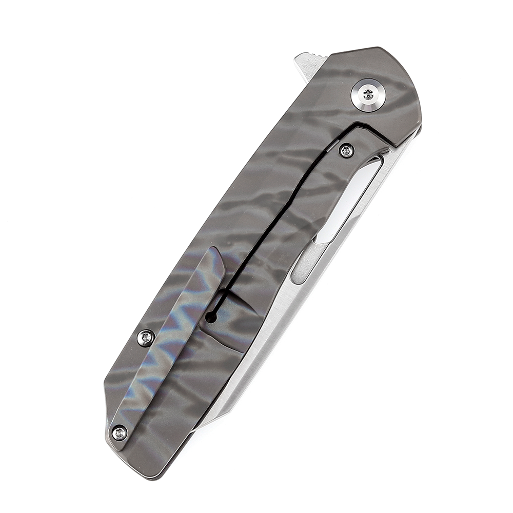 Kansept Shard K1006A15 tiger stripe flamed titanium handle scales