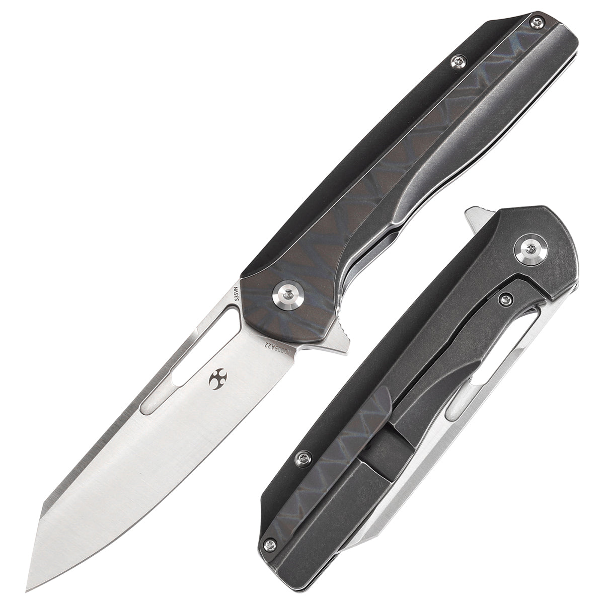 Kansept Shard K1006A22 front view – 3.48" satin CPM-S35VN reverse tanto folding knife