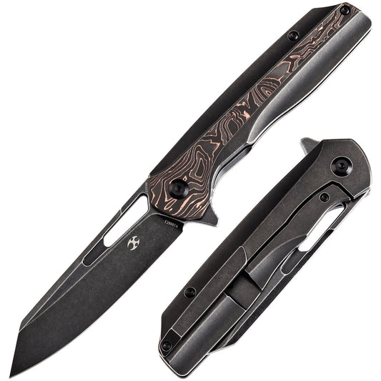 Kansept Shard K1006C1 front view – 3.48" black stonewashed CPM-S35VN reverse tanto folding knife