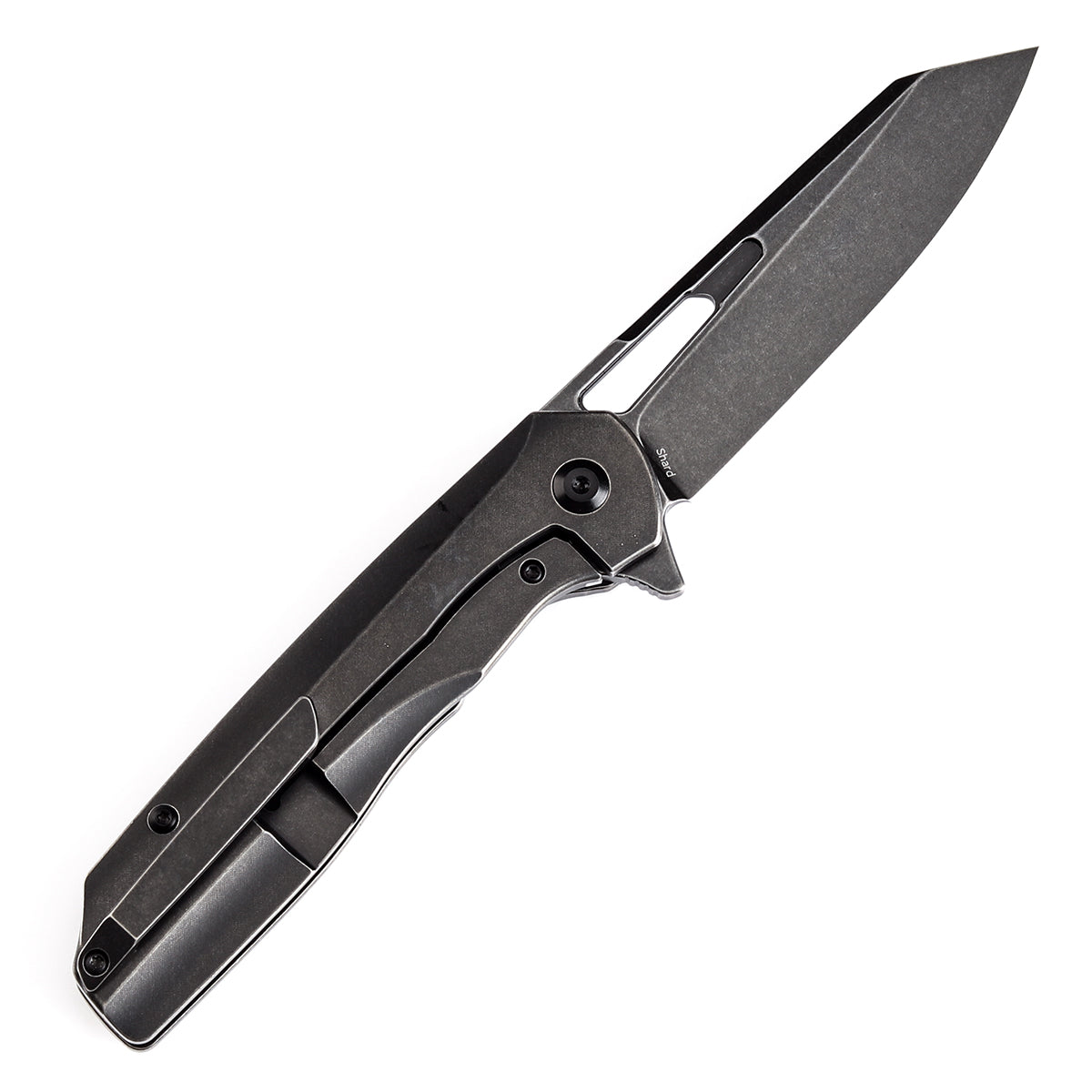 Kansept Shard K1006C1 open position showing CPM-S35VN reverse tanto blade