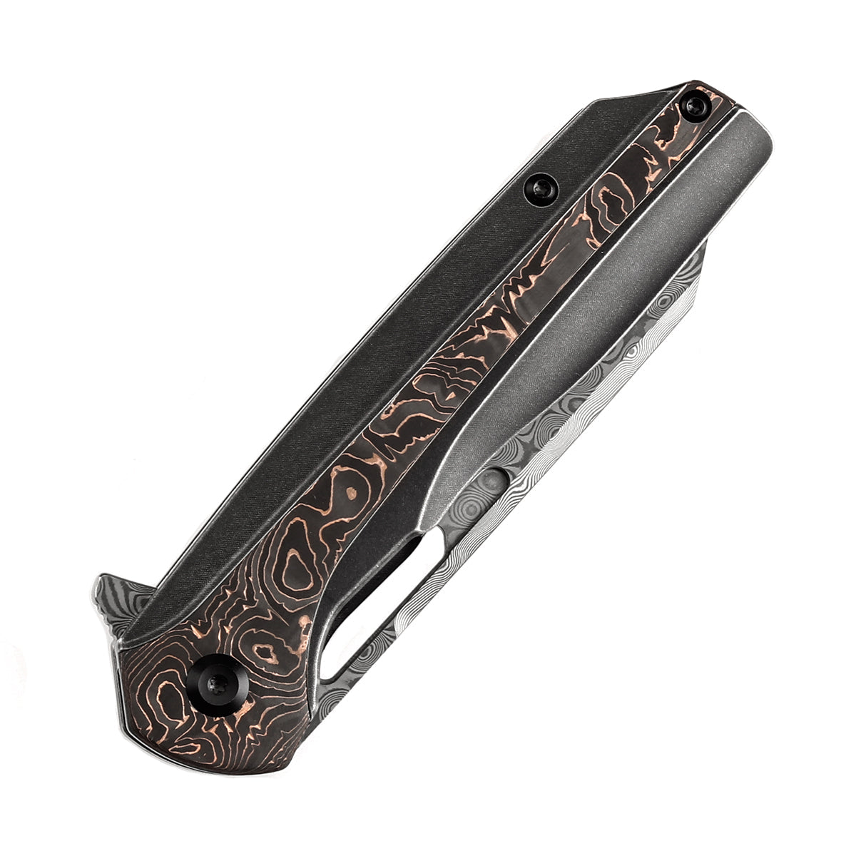 Kansept Shard K1006C2 blackstonewashed titanium and copper carbon fiber handle scales