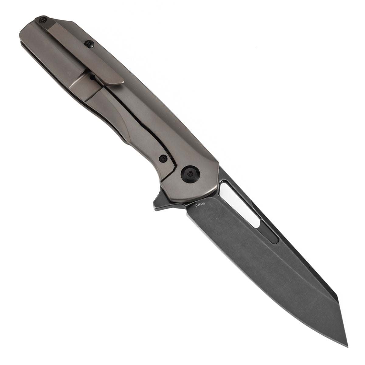 Kansept Shard K1006C22 open position showing CPM-S35VN reverse tanto blade