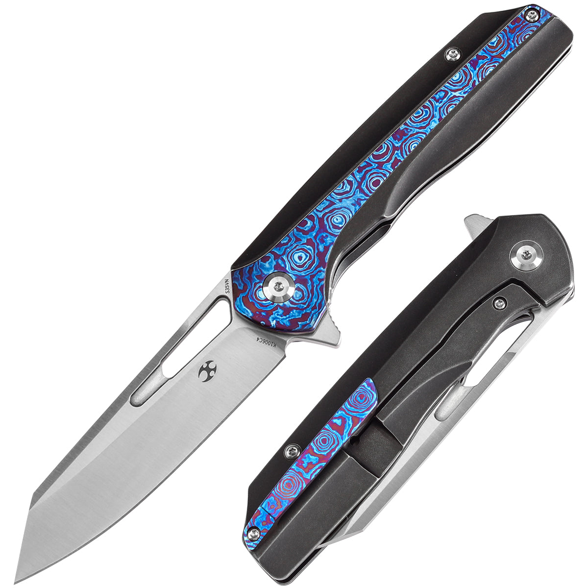 Kansept Shard K1006C4 front view – 3.48" satin CPM-S35VN reverse tanto folding knife