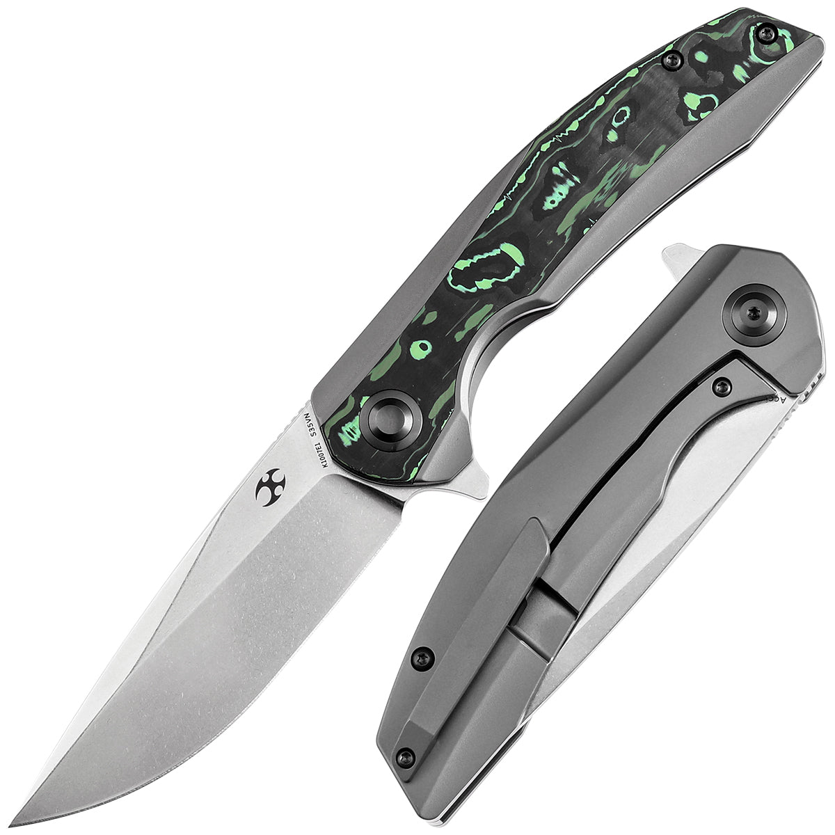 Kansept Accipiter K1007E1 front view – 3.50" satin CPM S35VN drop point folding knife