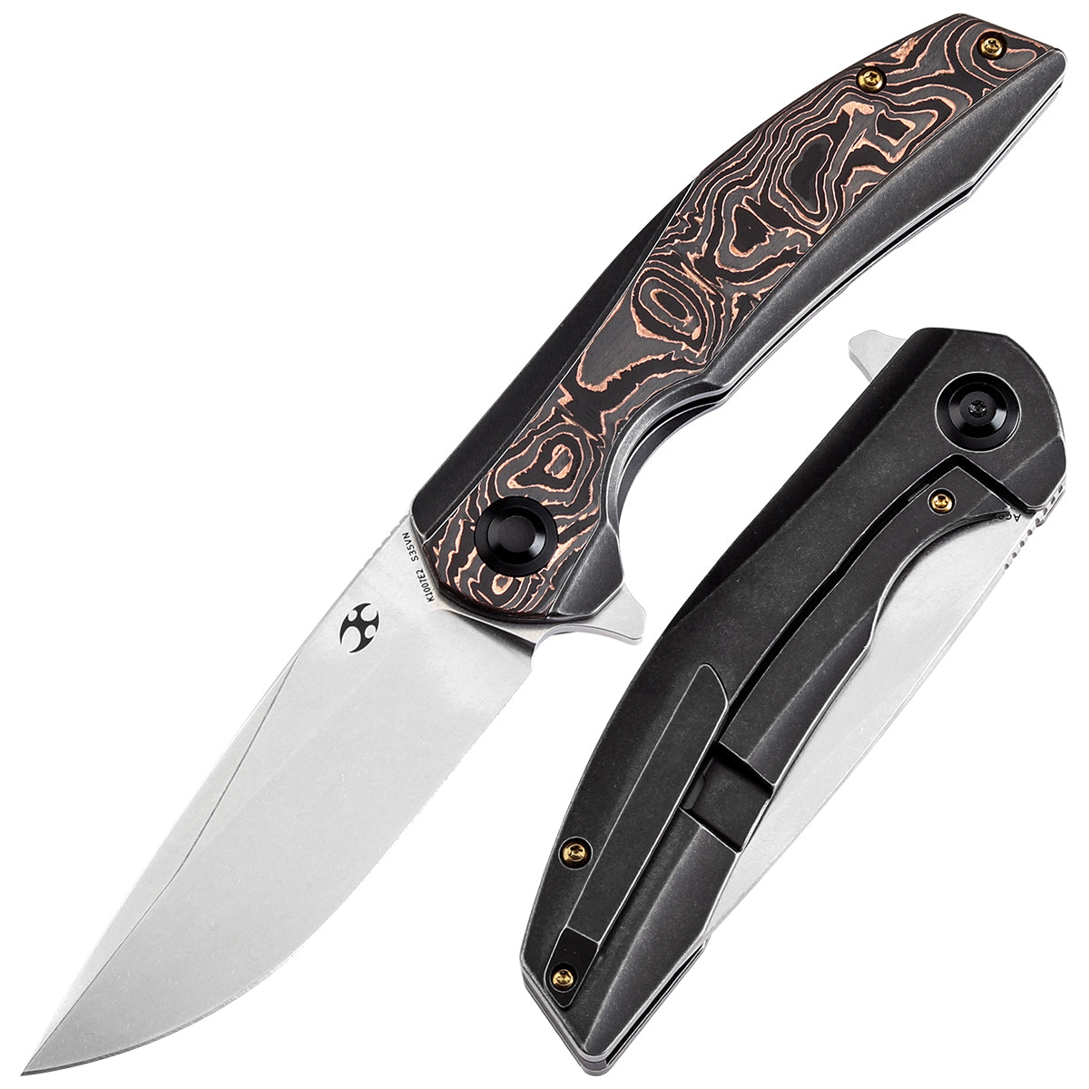 Kansept Accipiter K1007E2 front view – 3.50" stonewashed CPM S35VN drop point folding knife