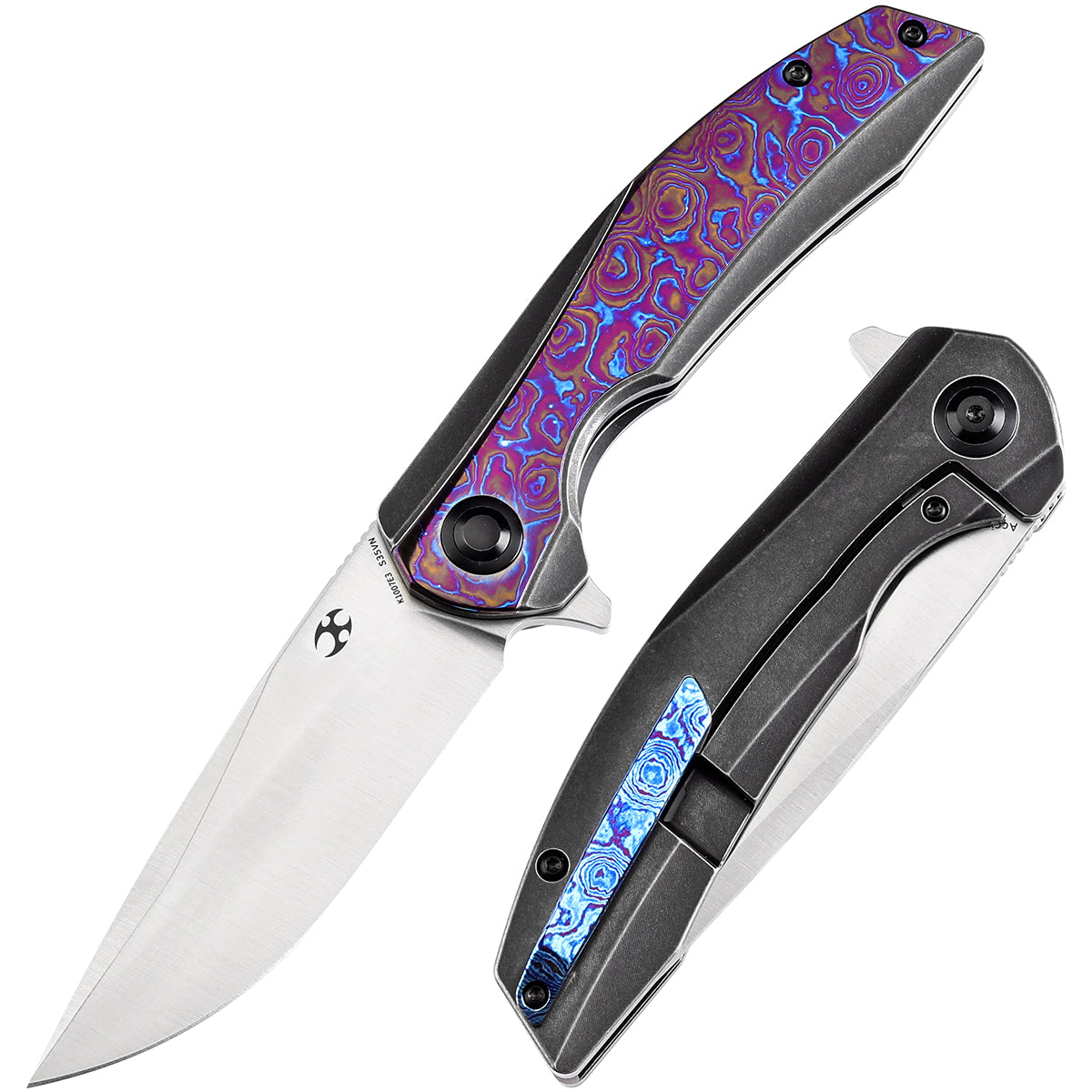 Kansept Accipiter K1007E3 front view – 3.50" stonewashed CPM S35VN drop point folding knife