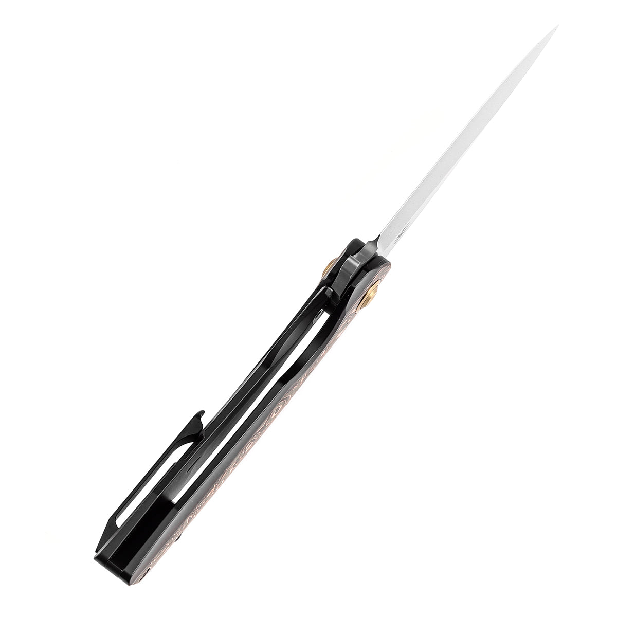Kansept Accipiter K1007E4 blade detail – Damascus drop point