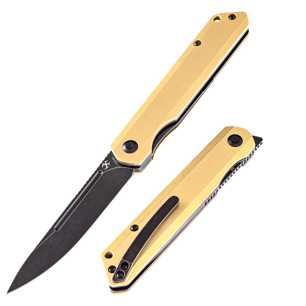 Kansept Prickle K1012B1 front view – 3.53" black TiCn CPM S35VN tanto folding knife