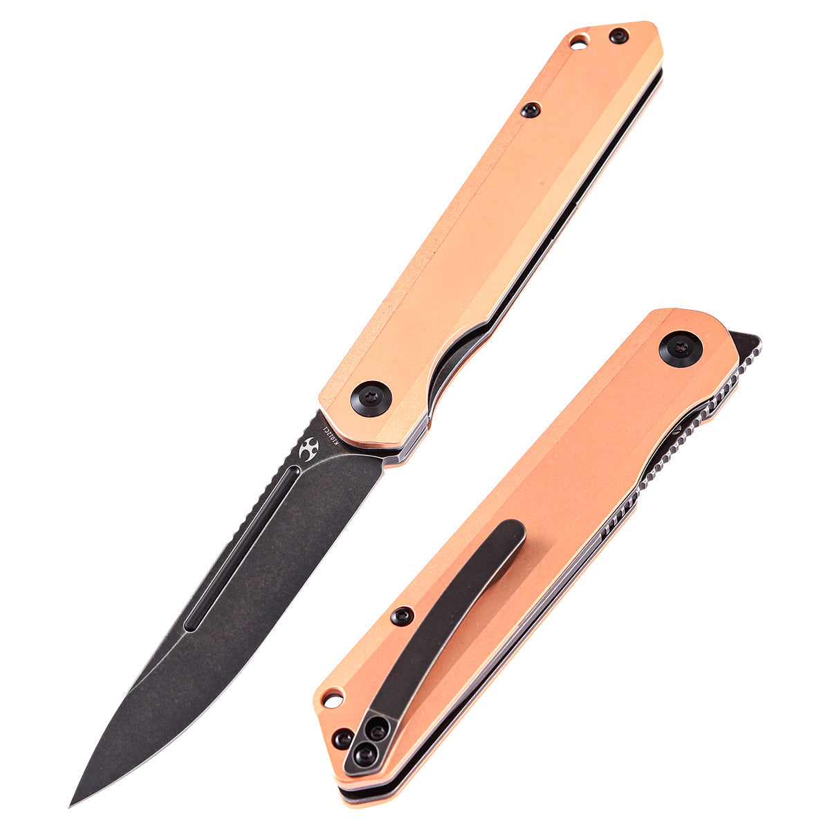 Kansept Prickle K1012C1 front view – 3.53" black TiCn CPM S35VN tanto folding knife