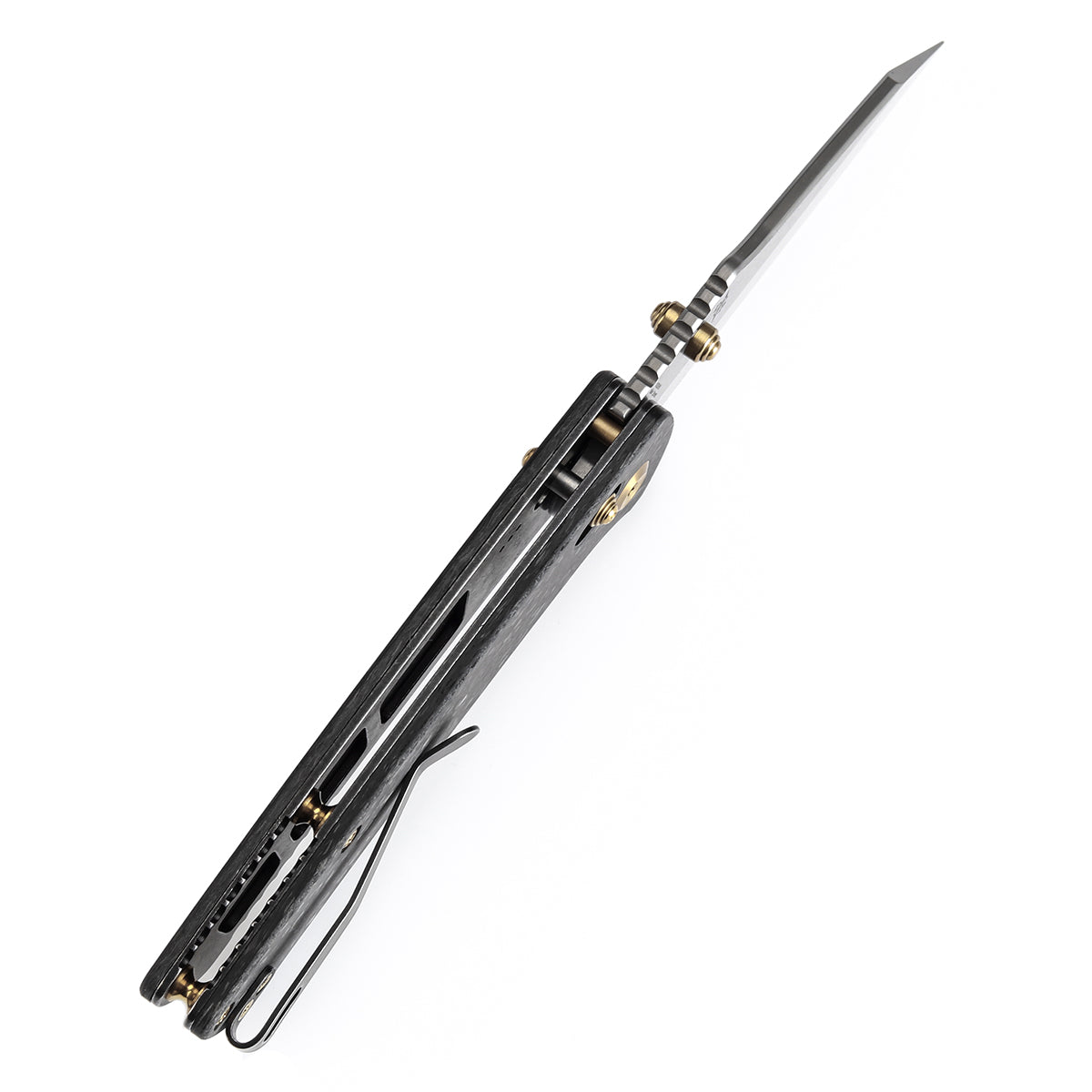Kansept Main Street K1015V1 black shred carbon fiber handle scales