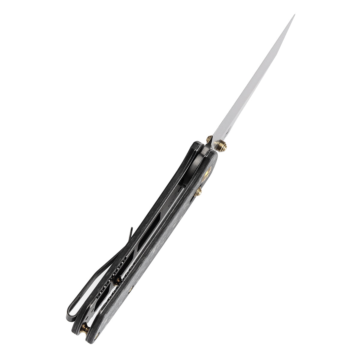 Kansept Main Street K1015V1 blade detail – Damascus Wharncliffe