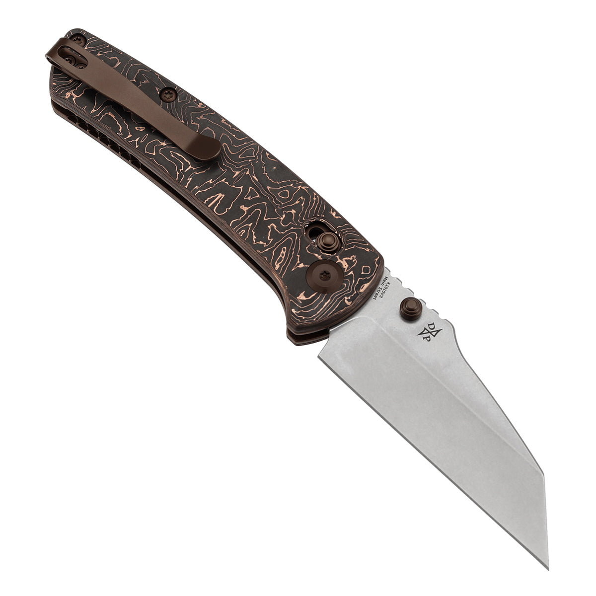 Kansept Knives Main Street K1015V3 open position showing CPM S35VN Wharncliffe blade
