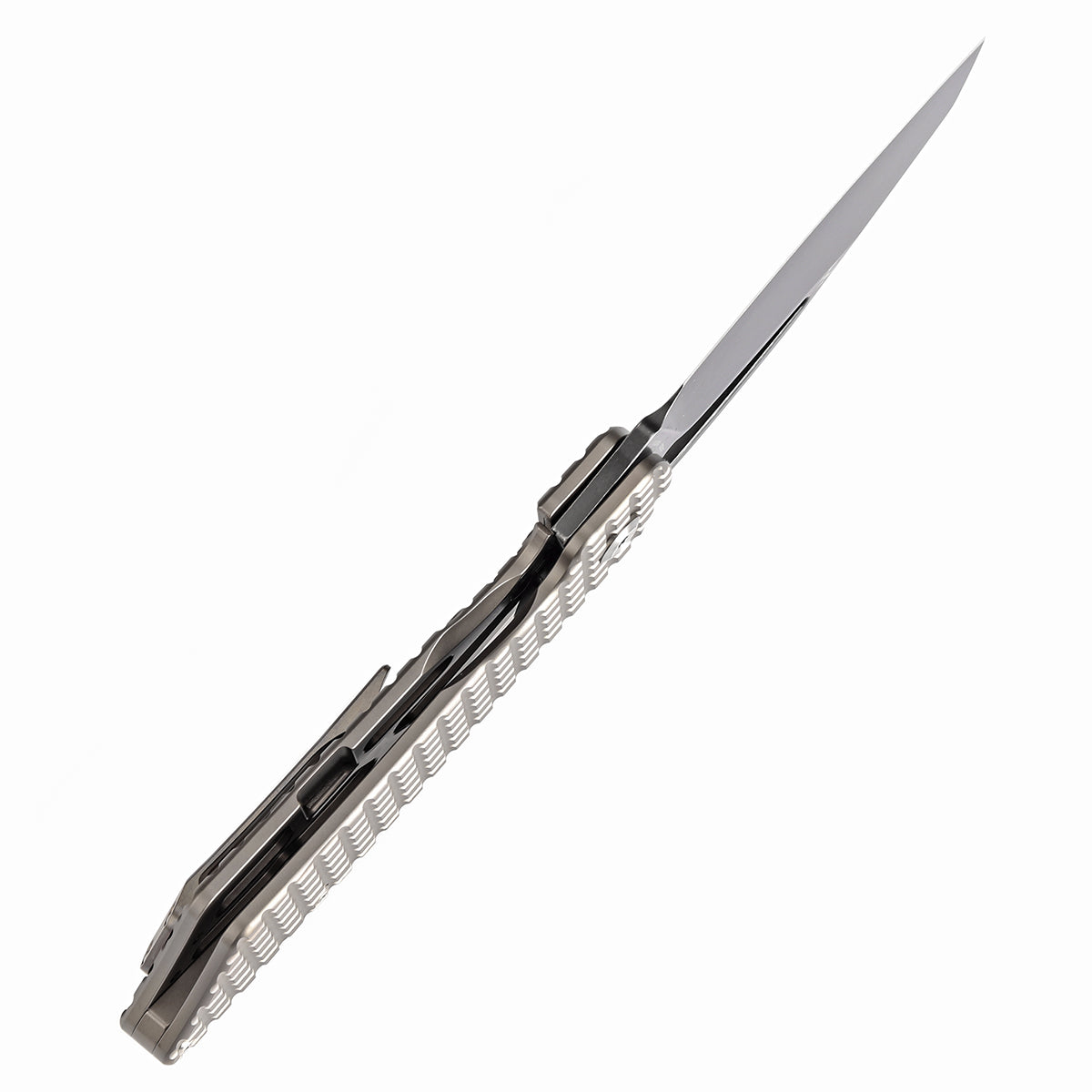 Kansept Goblin XL K1016W1 blade detail – blackwash CPM S35VN sheepsfoot