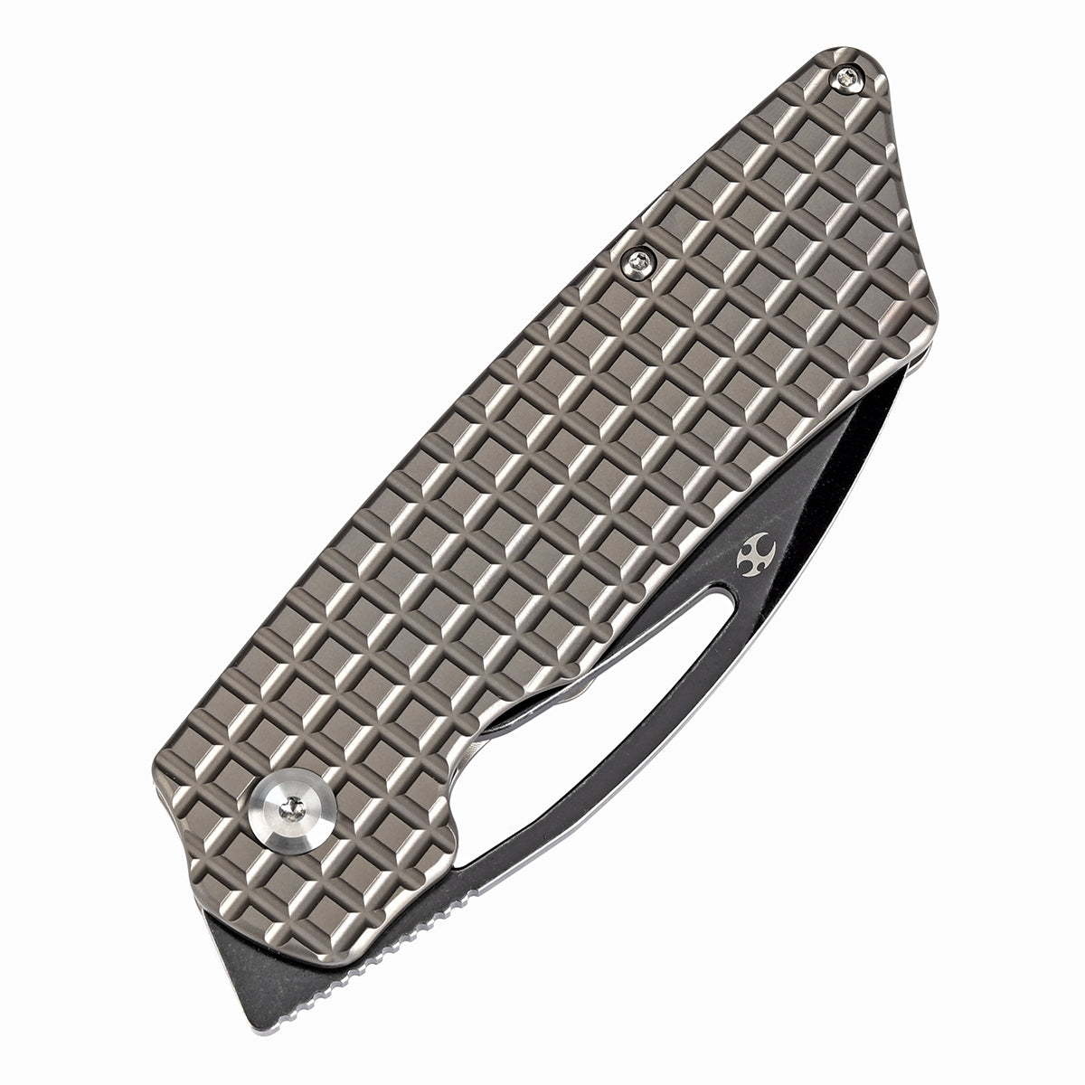 Kansept Goblin XL K1016W1 bronze anodized titanium frag pattern handle scales