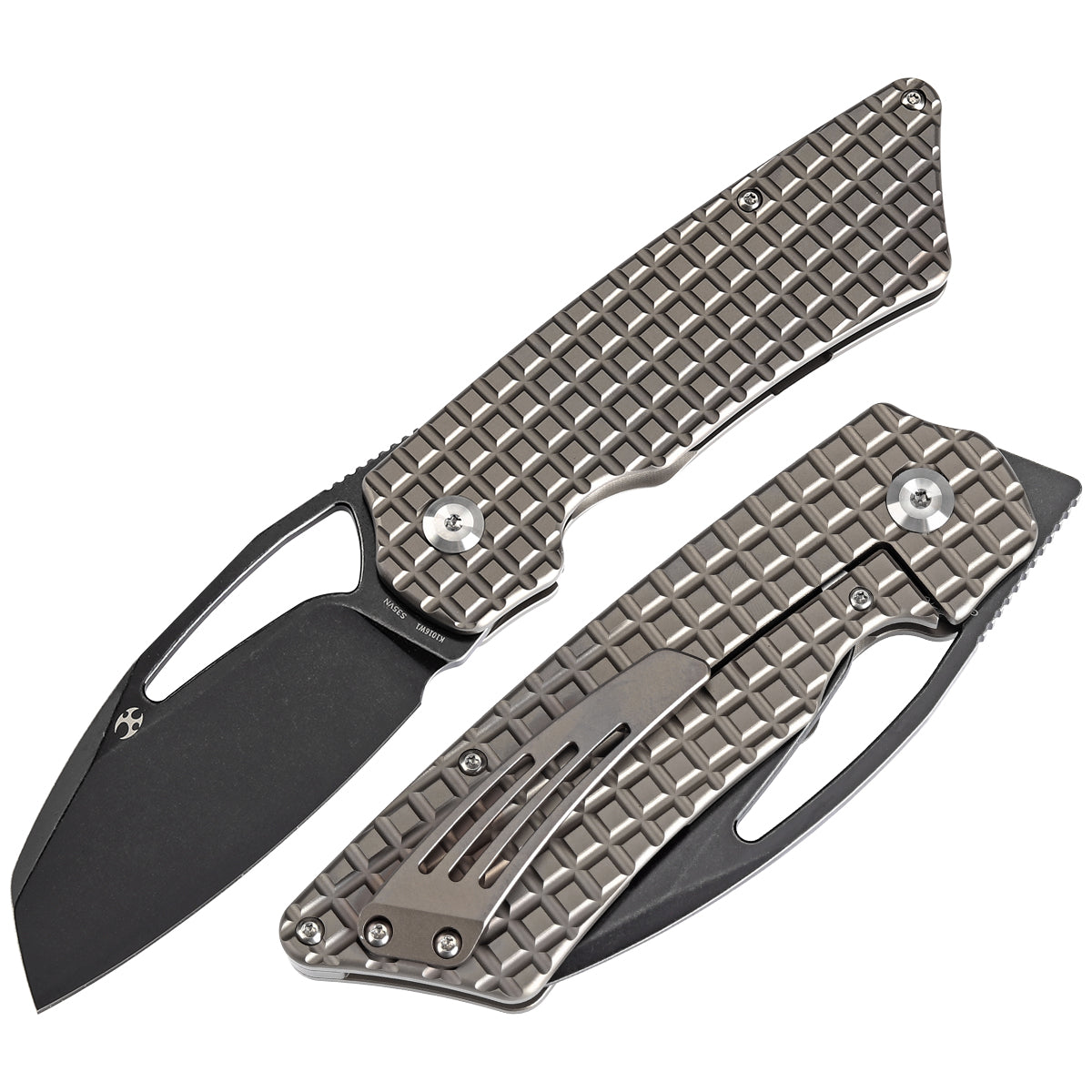 Kansept Goblin XL K1016W1 front view – 3.50" blackwash CPM S35VN sheepsfoot folding knife