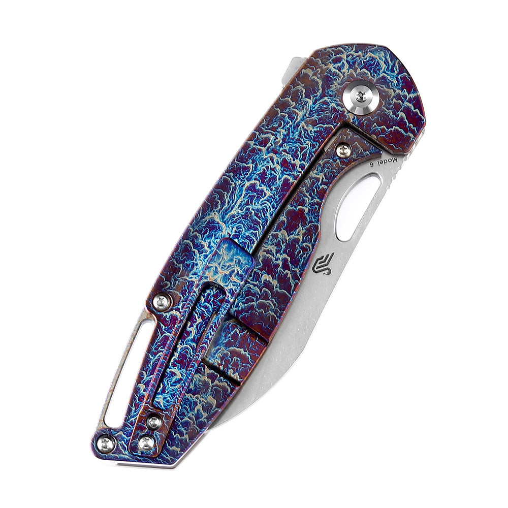 Kansept Model 6 K1022B8 blade detail – stonewashed CPM-S35VN wharncliffe