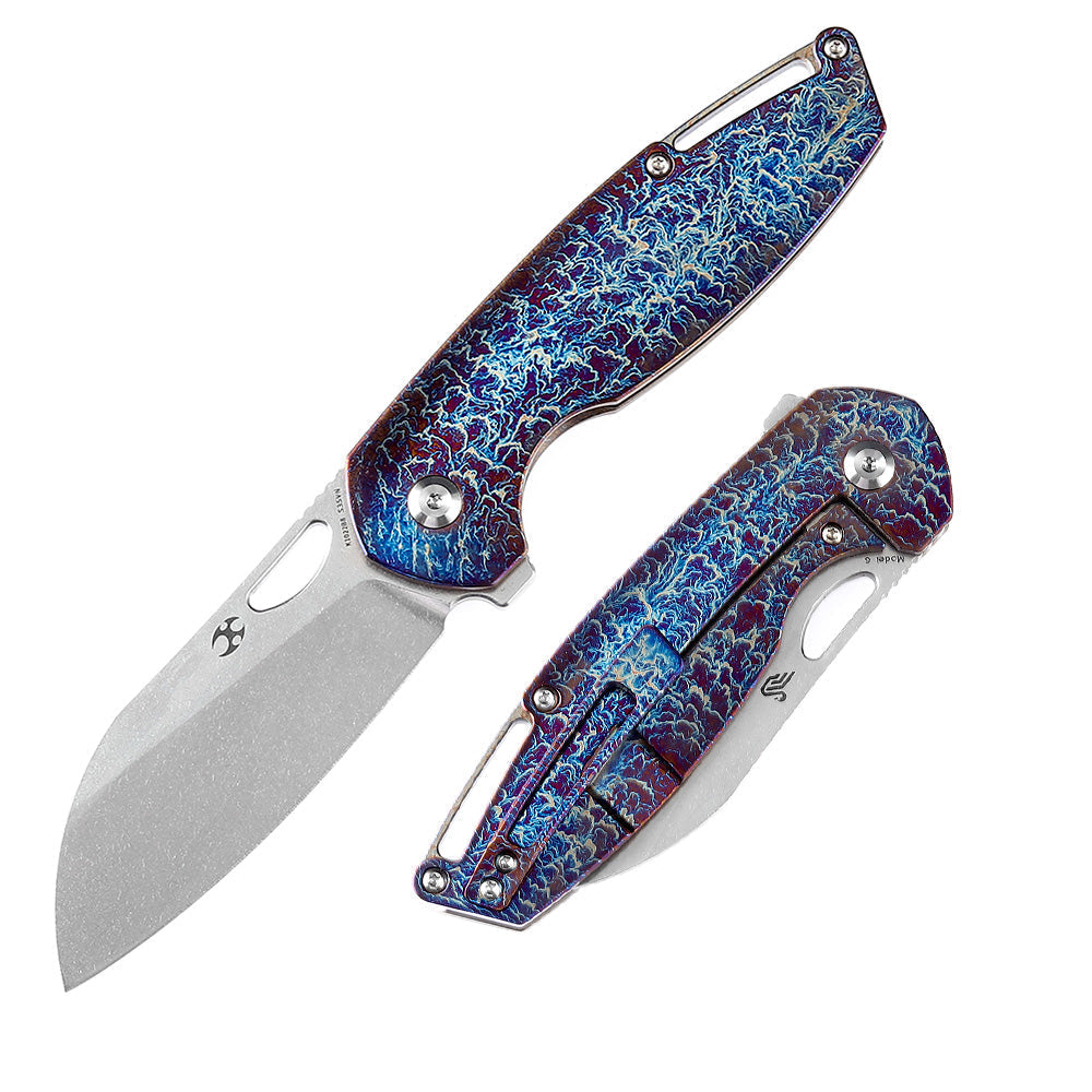 Kansept Model 6 K1022B8 front view – 3.1" stonewashed CPM-S35VN wharncliffe folding knife