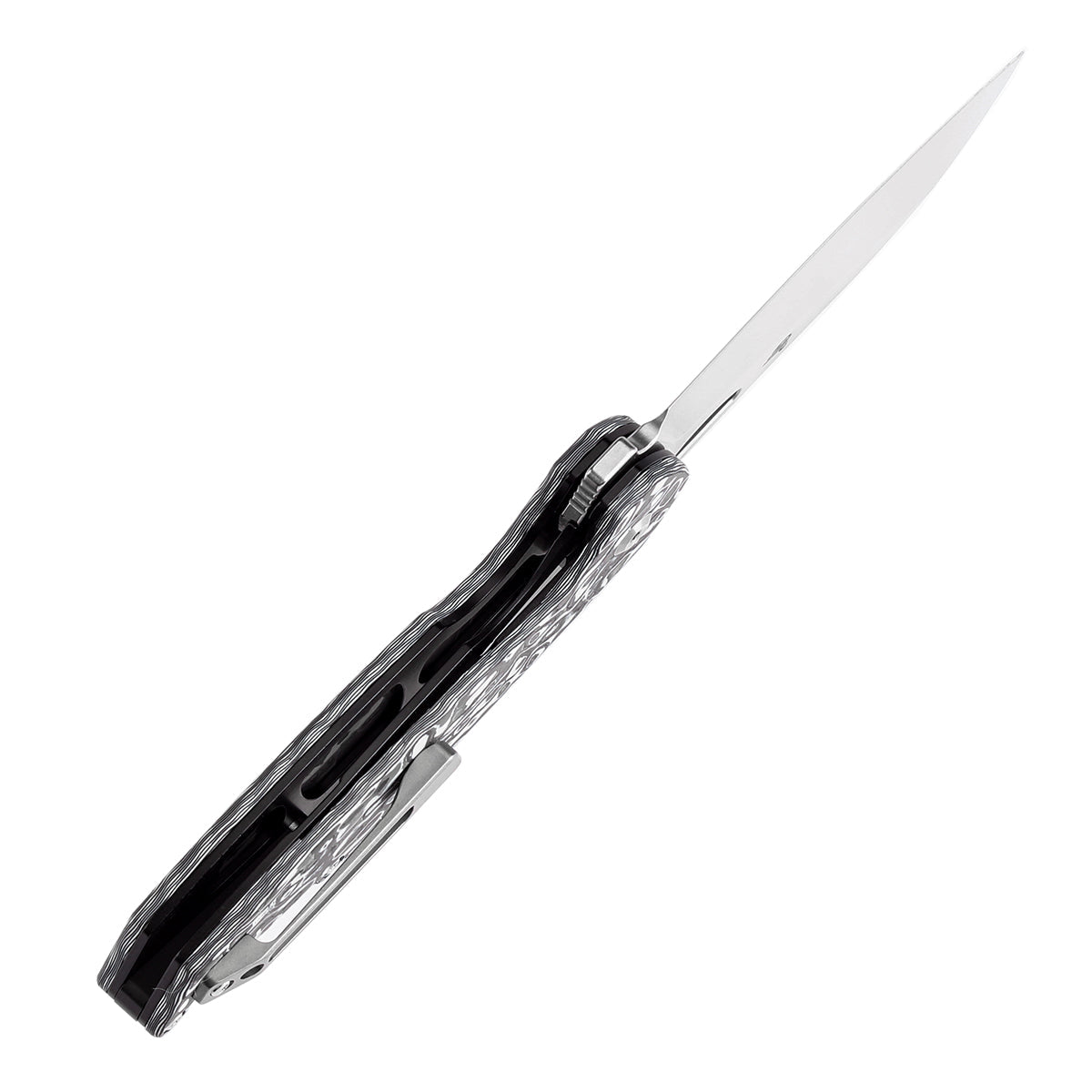 Kansept Model 6 K1022L2 black & white carbon fiber handle scales