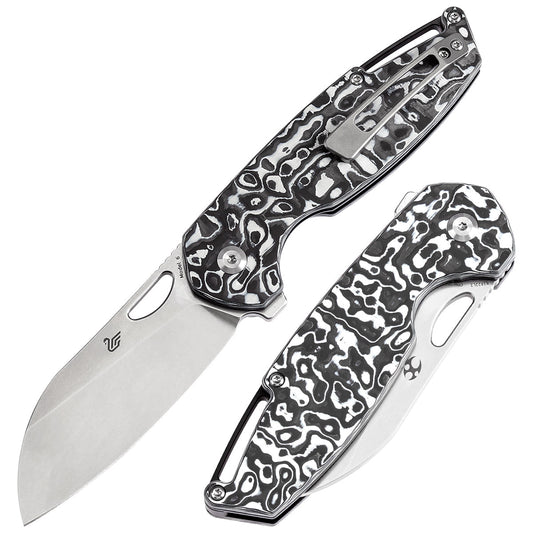 Kansept Model 6 K1022L2 front view – 3.1" stonewashed CPM 20CV Wharncliffe left-handed folding knife