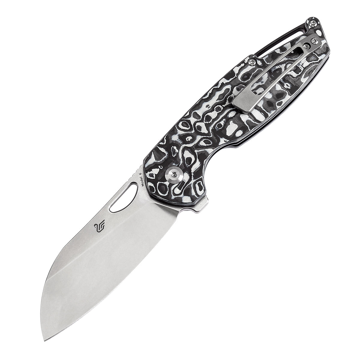 Kansept Model 6 K1022L2 open position showing CPM 20CV Wharncliffe blade