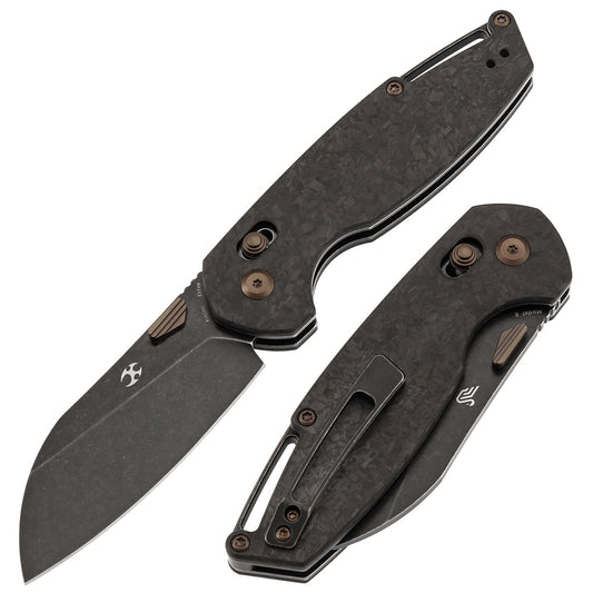 Kansept Model 6 K1022V1 front view – 3.1" blackwash CPM S35VN sheepsfoot folding knife