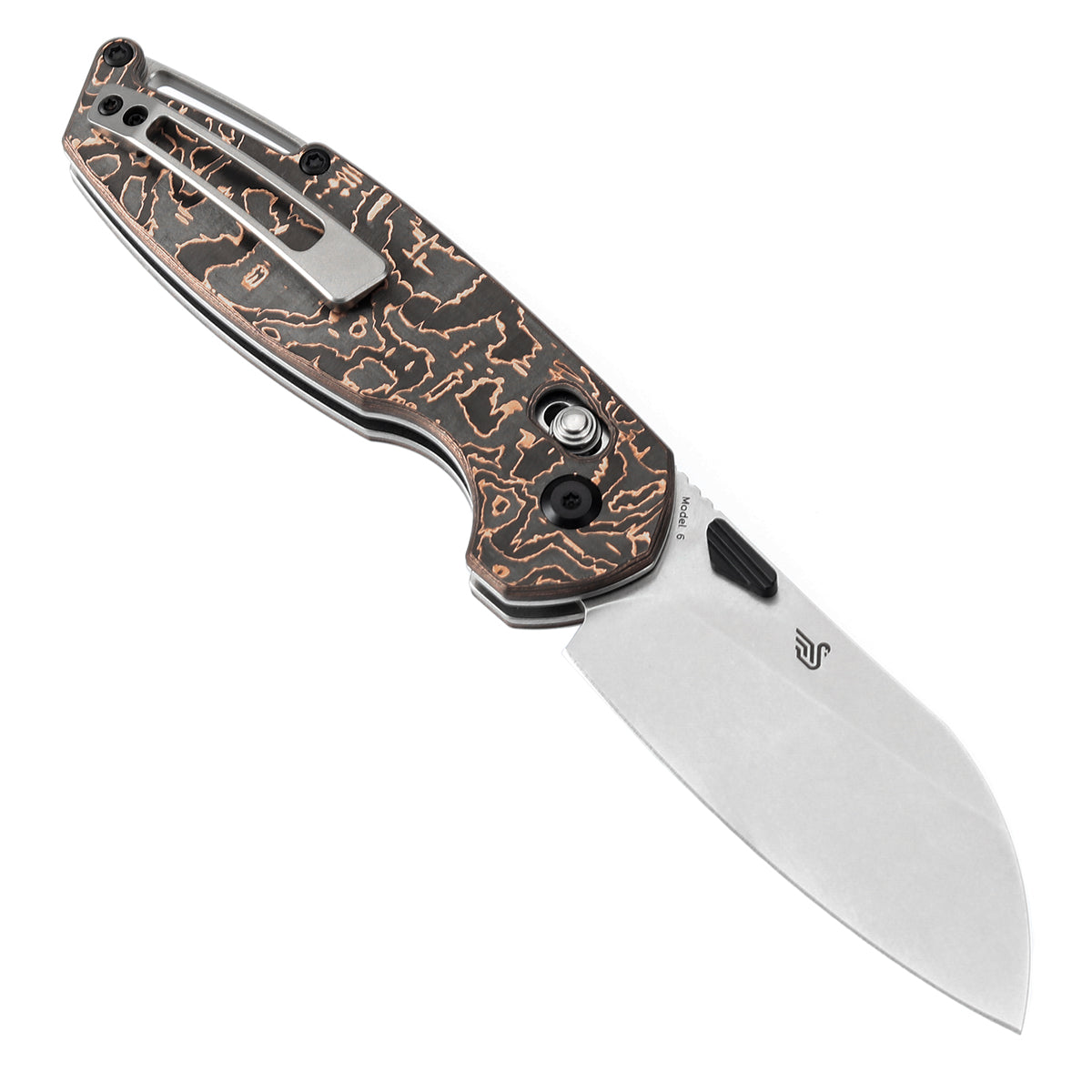 Kansept Model 6 K1022V2 open position showing CPM S35VN sheepsfoot blade