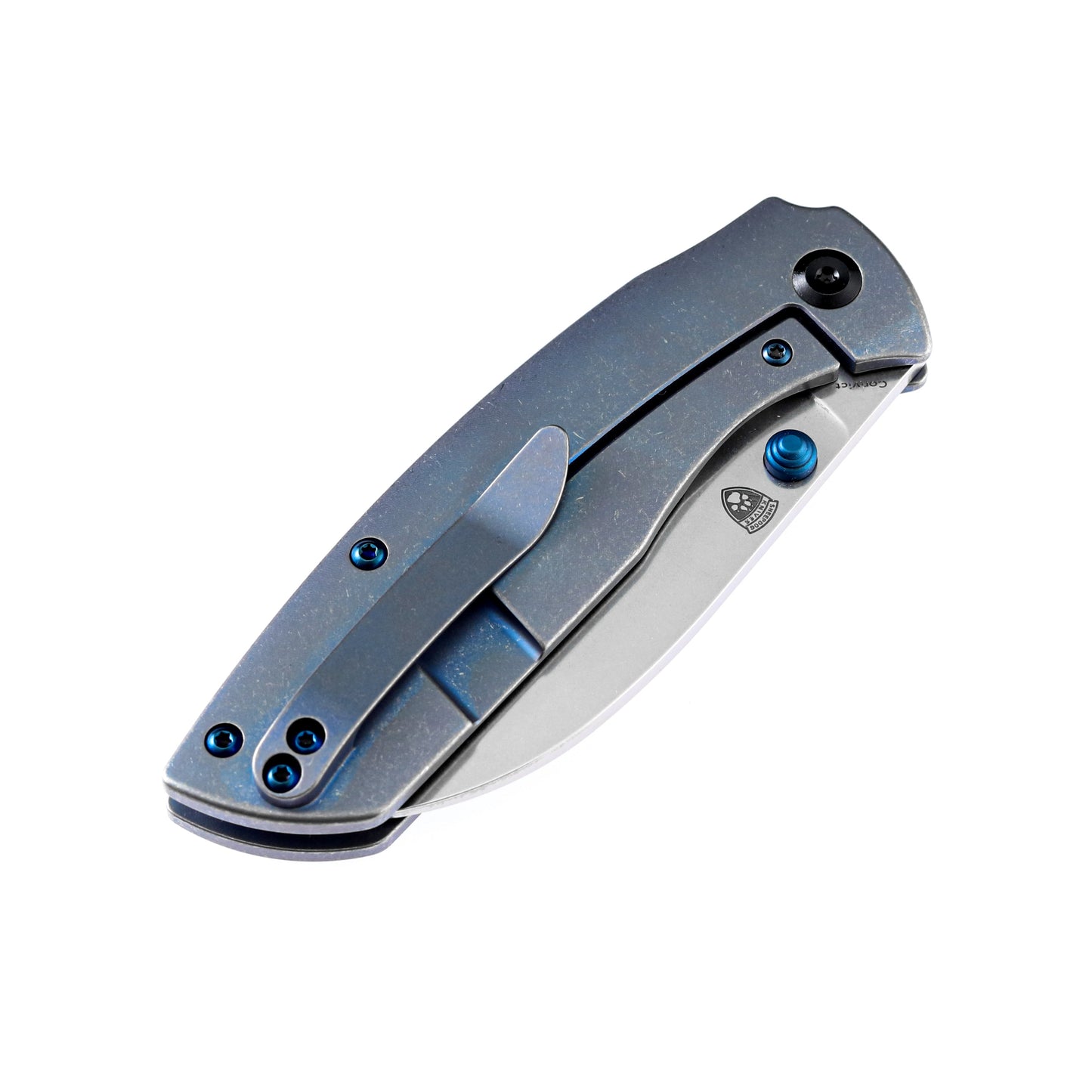 Kansept Convict K1023B2 blue anodized titanium handle scales