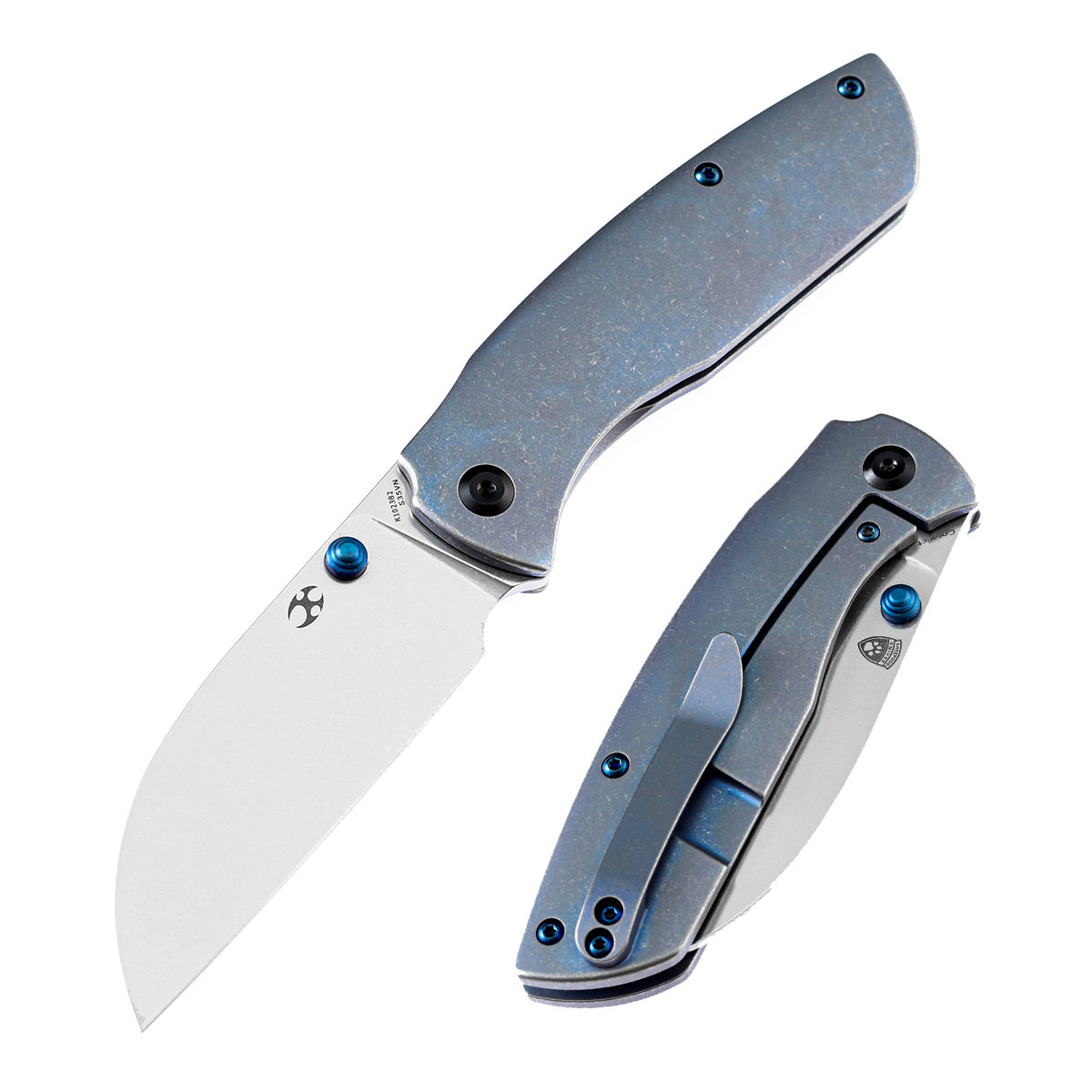 Kansept Convict K1023B2 front view - 3.3" stonewashed CPM-S35VN sheepfoot folding knife