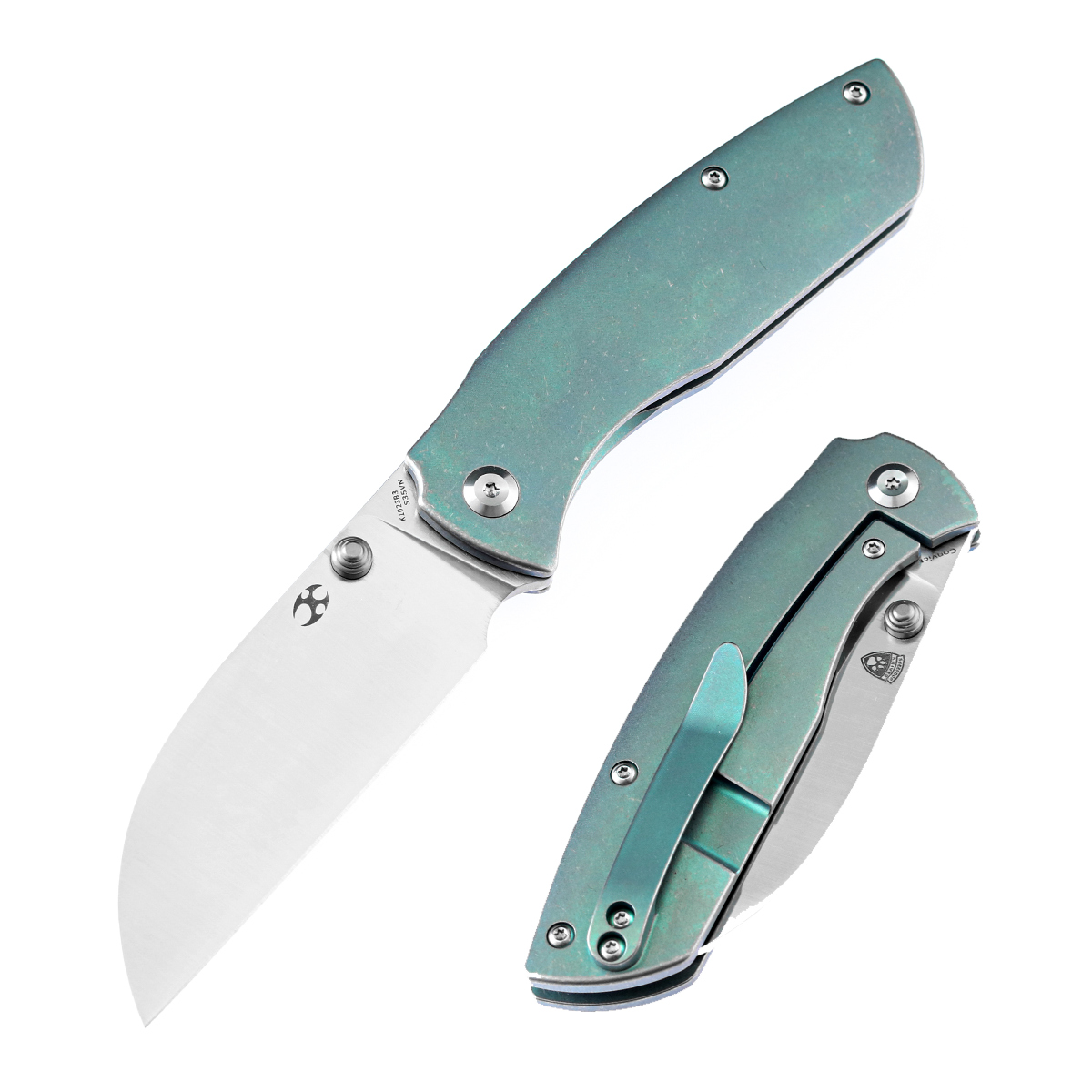 Kansept Convict K1023B3 front view - 3.3" stonewashed CPM-S35VN sheepfoot folding knife