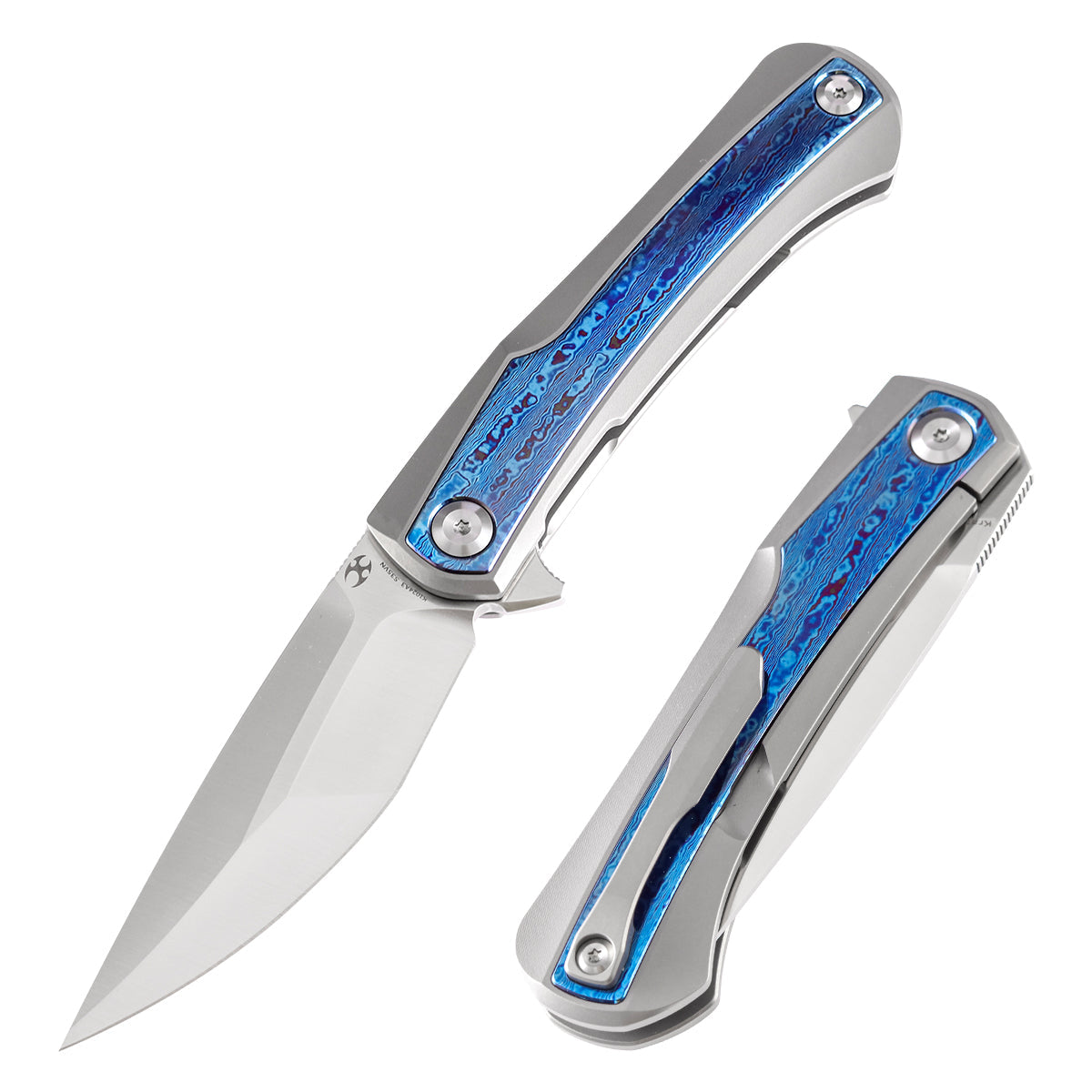 Kansept Kratos K1024A3 front view - 3.79" stonewashed CPM-S35VN clip point folding knife