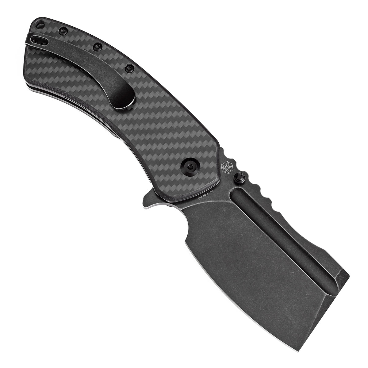 Kansept XL Korvid K1030A10 open position showing CPM-S35VN cleaver blade