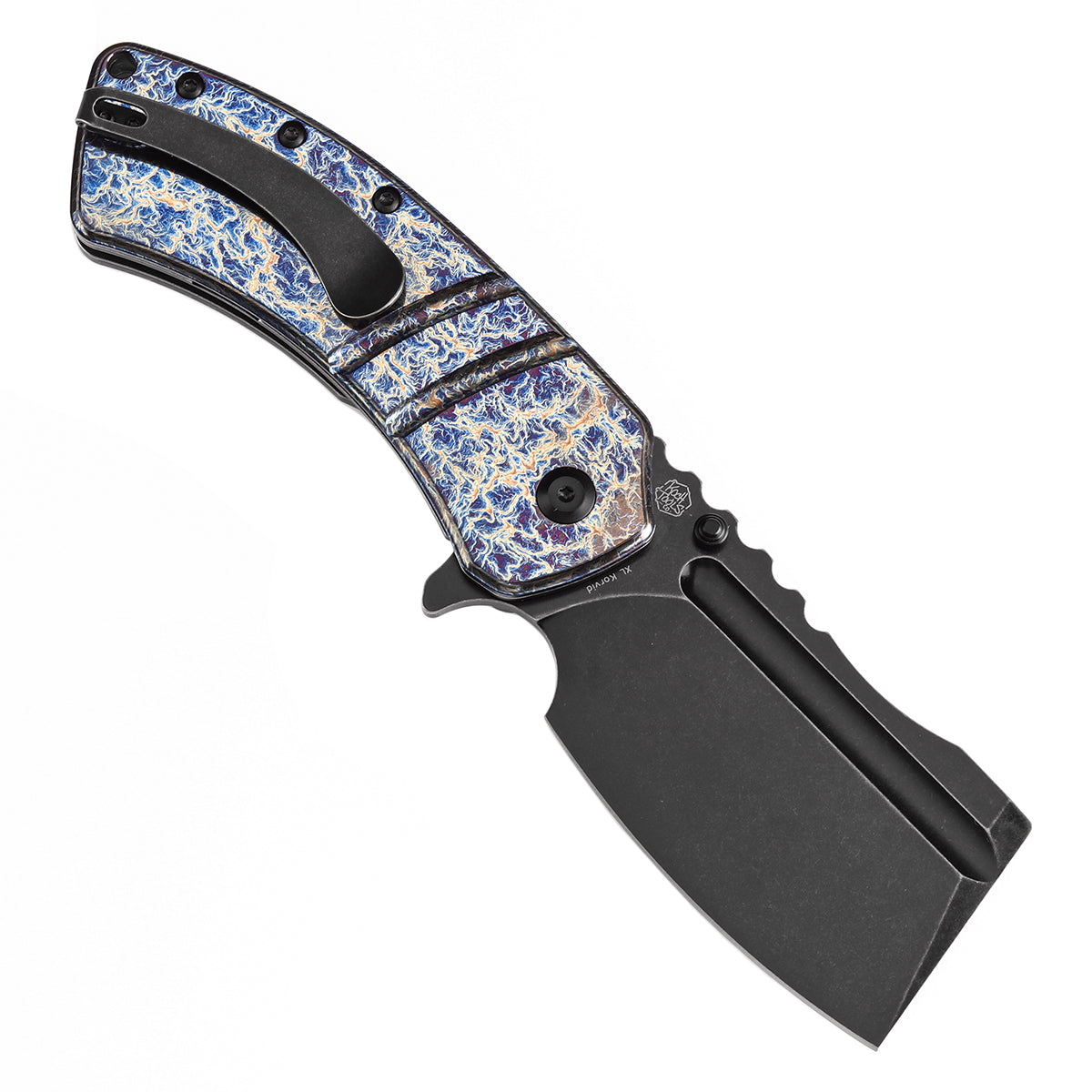 Kansept XL Korvid K1030A11 open position showing CPM-S35VN cleaver blade