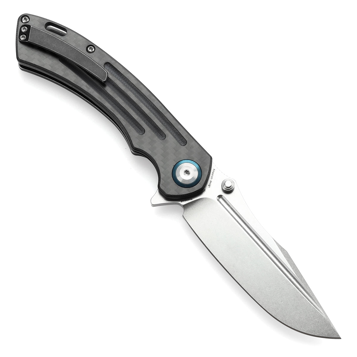 Kansept Pretatout K1032A5 open position showing CPM-S35VN drop point blade