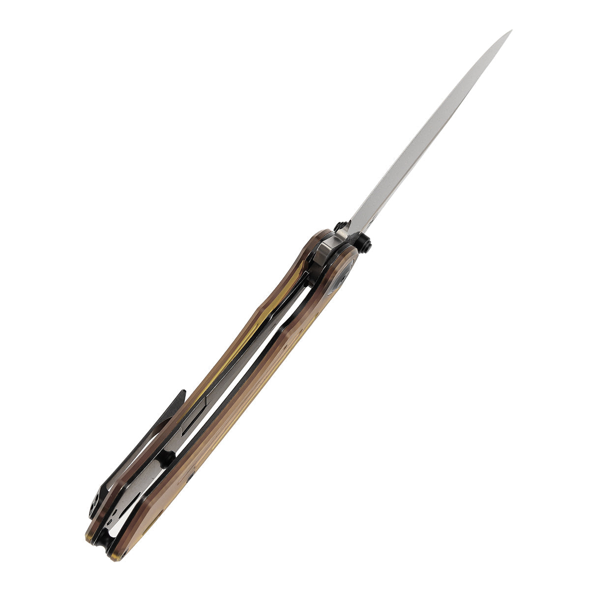 Kansept Pretatout K1032D4 blade detail – Damascus drop point