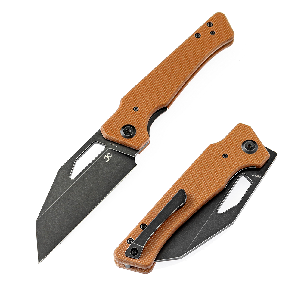 Kansept Egress K1033A2 front view – 3.47" black stonewashed CPM-S35VN reverse tanto folding knife